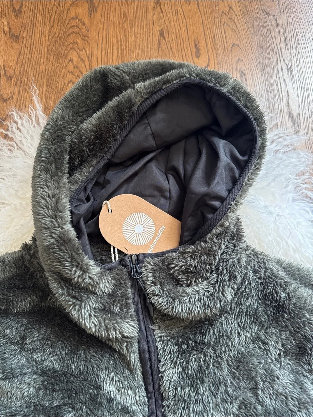 Mens AUTUMN MTN Edition, Olive Green Fleece Hooded zip up jacket, sz L, NEW